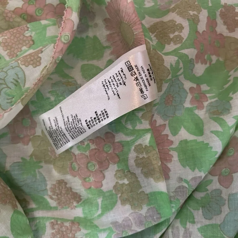 Manoush Women's Smocked Floral Mini Sundress Dress Green Size 38 US 6 M - Picture 7 of 9